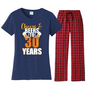 30th Birthday Cheers & Beers To 30 Years Women's Flannel Pajama Set