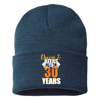 30th Birthday Cheers & Beers To 30 Years Sustainable Knit Beanie