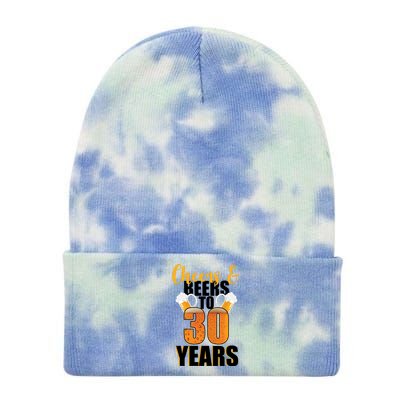 30th Birthday Cheers & Beers To 30 Years Tie Dye 12in Knit Beanie