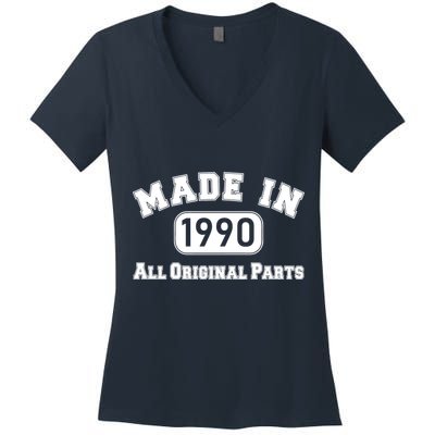 30th Birthday Made in 1990 All Original Parts Women's V-Neck T-Shirt