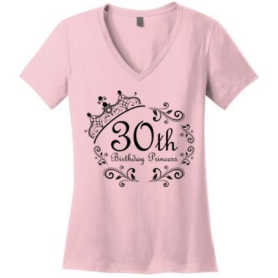 30th Birthday Princess Women's V-Neck T-Shirt