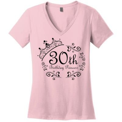 30th Birthday Princess Women's V-Neck T-Shirt