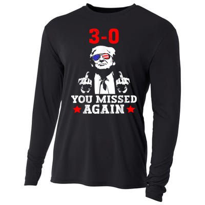 3 0 You Missed Again Trump Funny Trump 2024 American Flag Cooling Performance Long Sleeve Crew