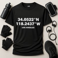 34.0522n 118.2437w Los Angeles Cooling Performance Crew T-Shirt