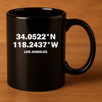 34.0522n 118.2437w Los Angeles 11oz C Handle Ceramic Mug