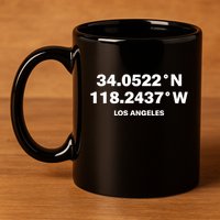 34.0522n 118.2437w Los Angeles 11oz C Handle Ceramic Mug