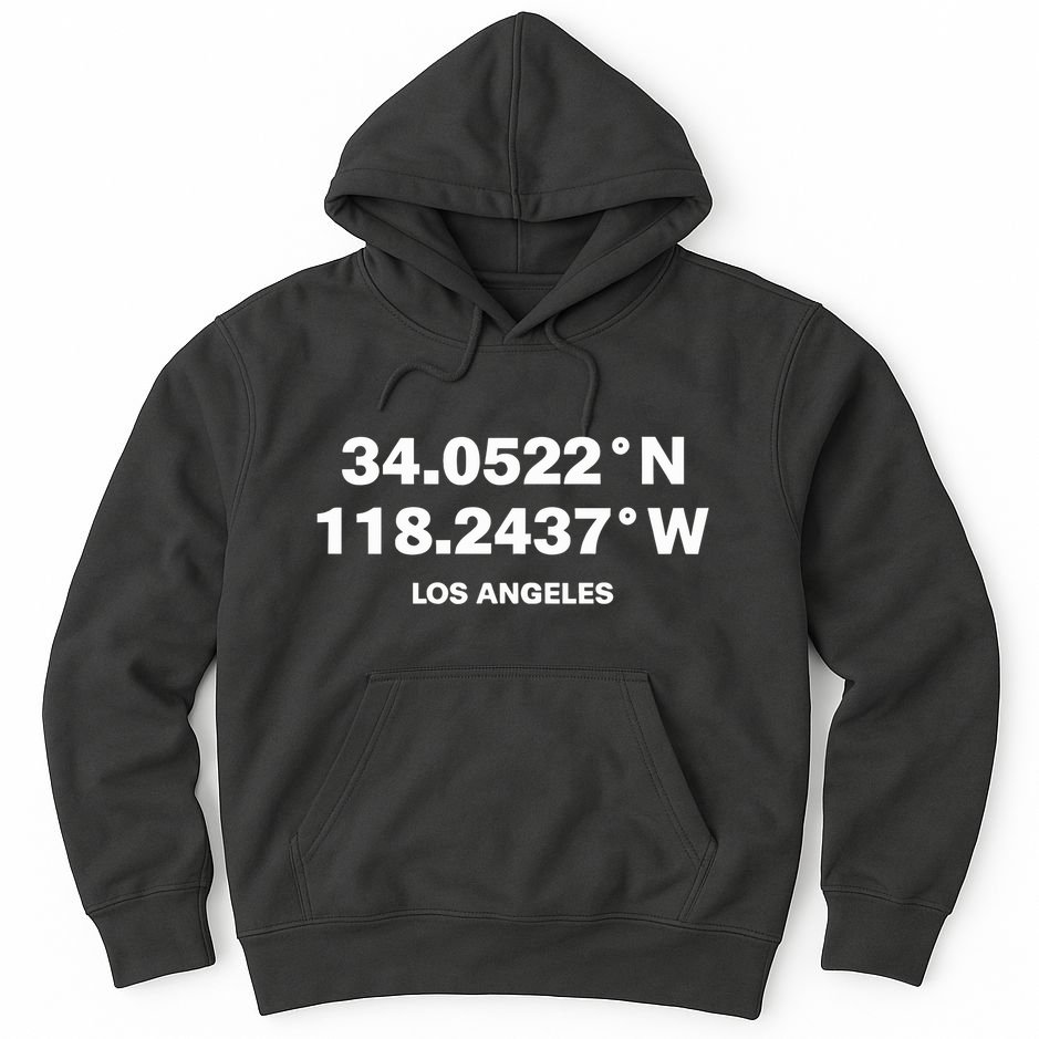 34.0522n 118.2437w Los Angeles Hoodie | TeeShirtPalace