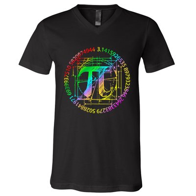 3 14 Pi Math Teacher Happy Pi Day Gift V-Neck T-Shirt