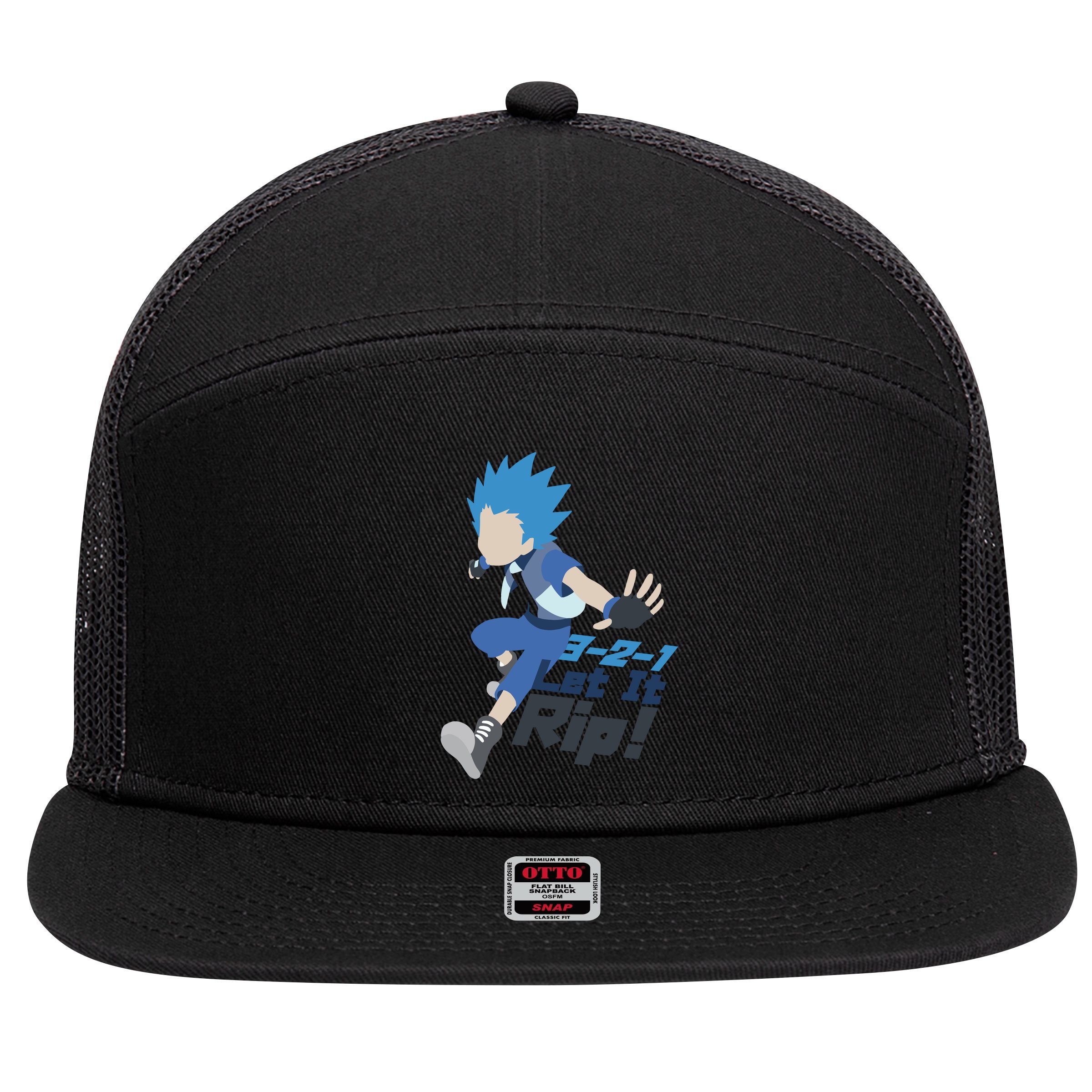 321 Let It Rip Anime 7 Panel Mesh Trucker Snapback Hat