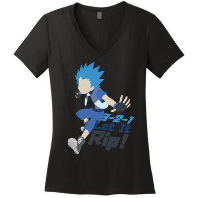 321 Let It Rip Anime Women's V-Neck T-Shirt
