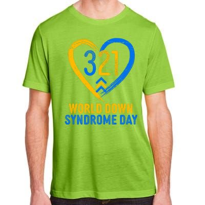 321 World Down Syndrome Day Blue And Yellow Painted Heart Adult ChromaSoft Performance T-Shirt