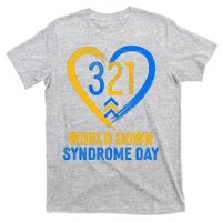 321 World Down Syndrome Day Blue And Yellow Painted Heart T-Shirt