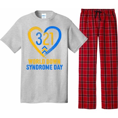 321 World Down Syndrome Day Blue And Yellow Painted Heart Pajama Set