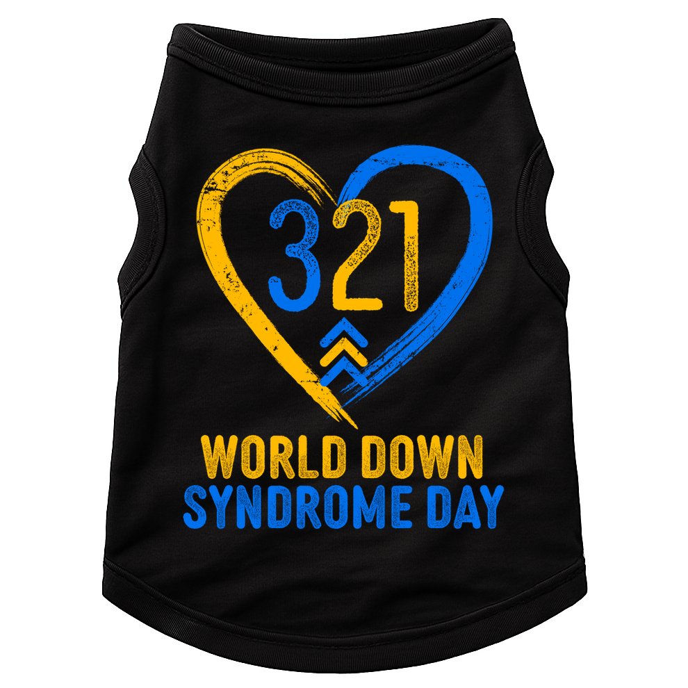 321 World Down Syndrome Day Blue And Yellow Painted Heart Doggie Tank