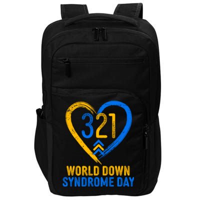 321 World Down Syndrome Day Blue And Yellow Painted Heart Impact Tech Backpack