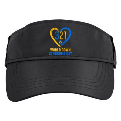 321 World Down Syndrome Day Blue And Yellow Painted Heart Adult Drive Performance Visor