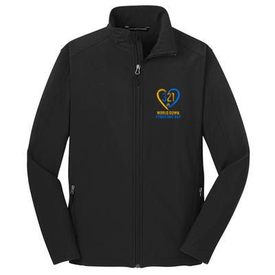 321 World Down Syndrome Day Blue And Yellow Painted Heart Core Soft Shell Jacket