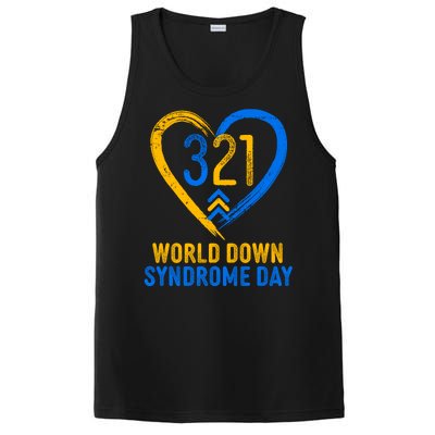 321 World Down Syndrome Day Blue And Yellow Painted Heart PosiCharge Competitor Tank