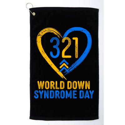 321 World Down Syndrome Day Blue And Yellow Painted Heart Golf Towel