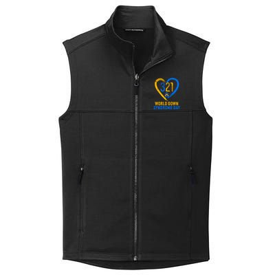 321 World Down Syndrome Day Blue And Yellow Painted Heart Collective Smooth Fleece Vest