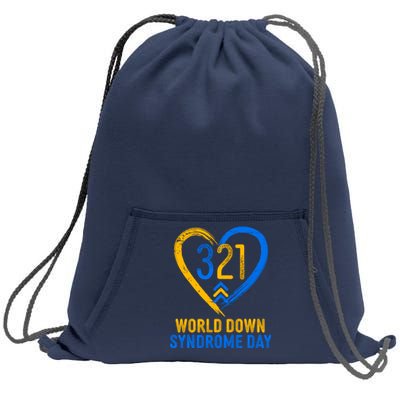 321 World Down Syndrome Day Blue And Yellow Painted Heart Sweatshirt Cinch Pack Bag