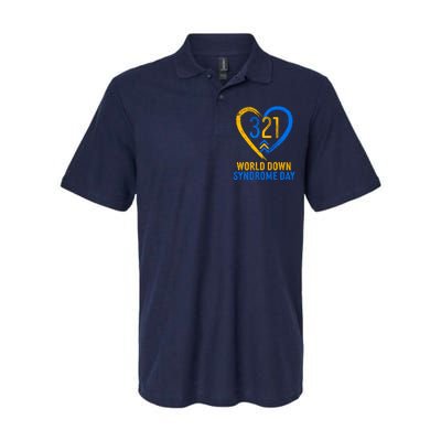 321 World Down Syndrome Day Blue And Yellow Painted Heart Softstyle Adult Sport Polo