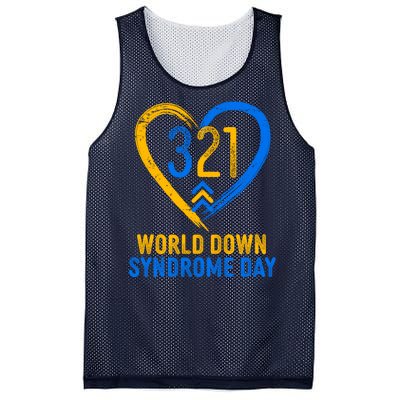 321 World Down Syndrome Day Blue And Yellow Painted Heart Mesh Reversible Basketball Jersey Tank