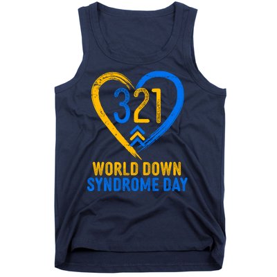 321 World Down Syndrome Day Blue And Yellow Painted Heart Tank Top