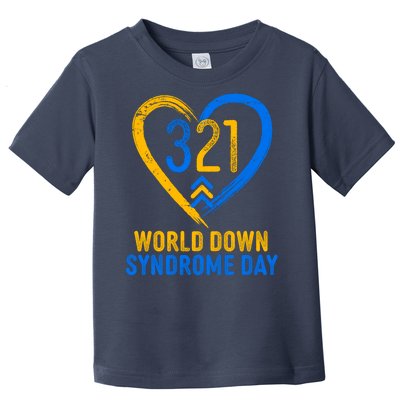 321 World Down Syndrome Day Blue And Yellow Painted Heart Toddler T-Shirt