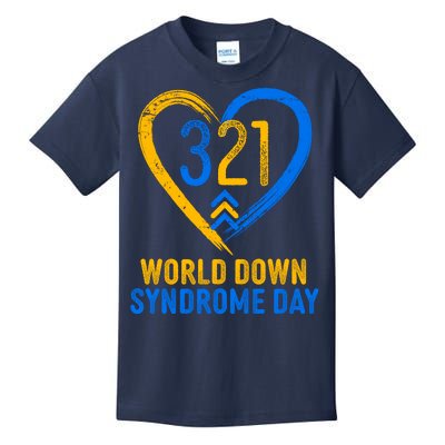 321 World Down Syndrome Day Blue And Yellow Painted Heart Kids T-Shirt