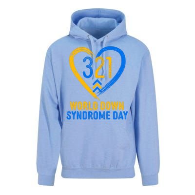 321 World Down Syndrome Day Blue And Yellow Painted Heart Unisex Surf Hoodie