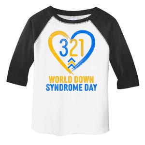 321 World Down Syndrome Day Blue And Yellow Painted Heart Toddler Fine Jersey T-Shirt