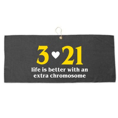 3 21 Life Is Better With An Extra Chromosome Down Syndrome Large Microfiber Waffle Golf Towel