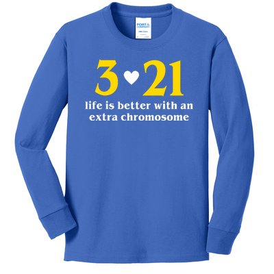 3 21 Life Is Better With An Extra Chromosome Down Syndrome Kids Long Sleeve Shirt