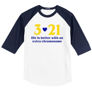 3 21 Life Is Better With An Extra Chromosome Down Syndrome Baseball Sleeve Shirt