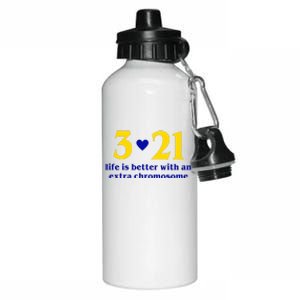 3 21 Life Is Better With An Extra Chromosome Down Syndrome Aluminum Water Bottle