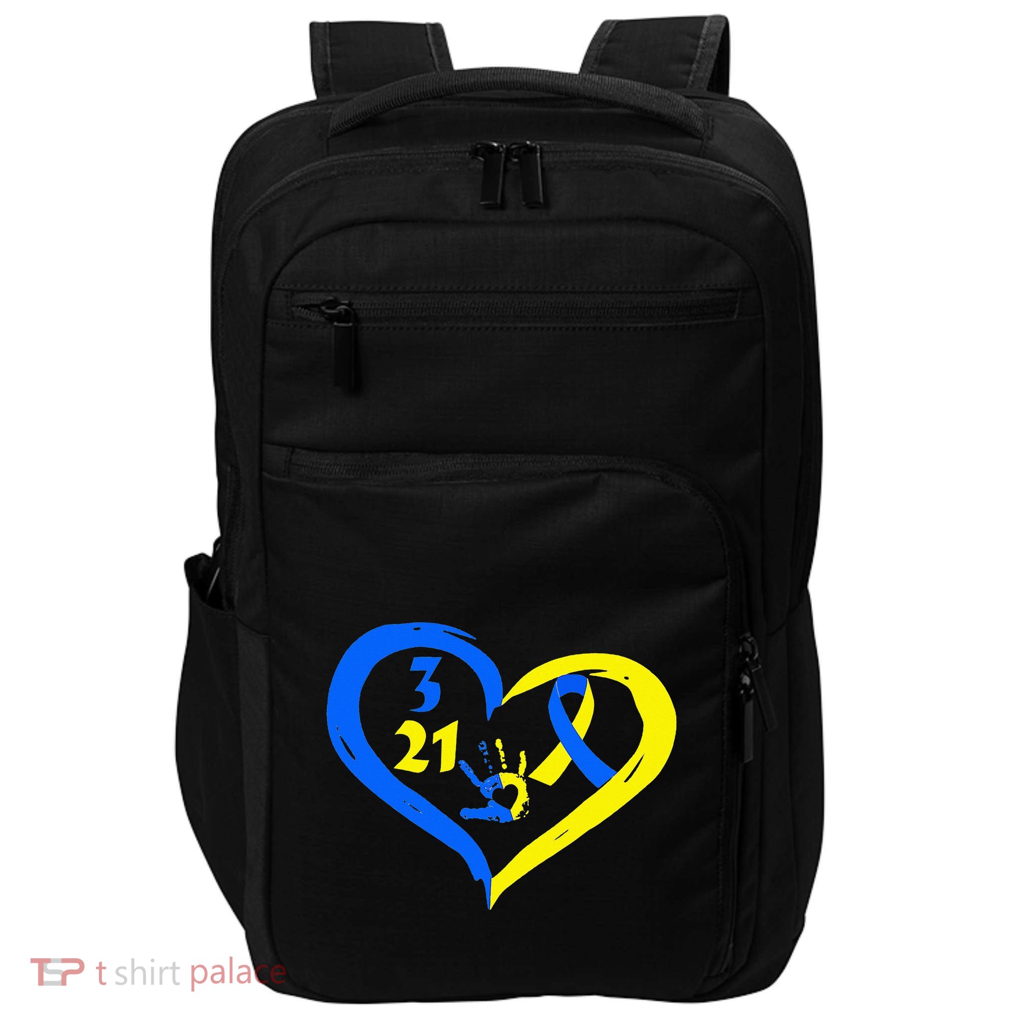3 21 World Down Syndrome Awareness Day Heart March 21st Impact Tech Backpack