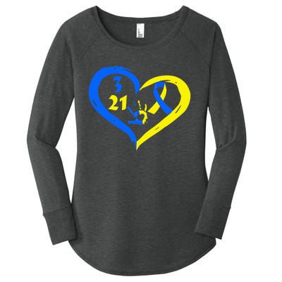 3 21 World Down Syndrome Awareness Day Heart March 21st Women's Perfect Tri Tunic Long Sleeve Shirt