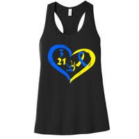 3 21 World Down Syndrome Awareness Day Heart March 21st Women's Racerback Tank