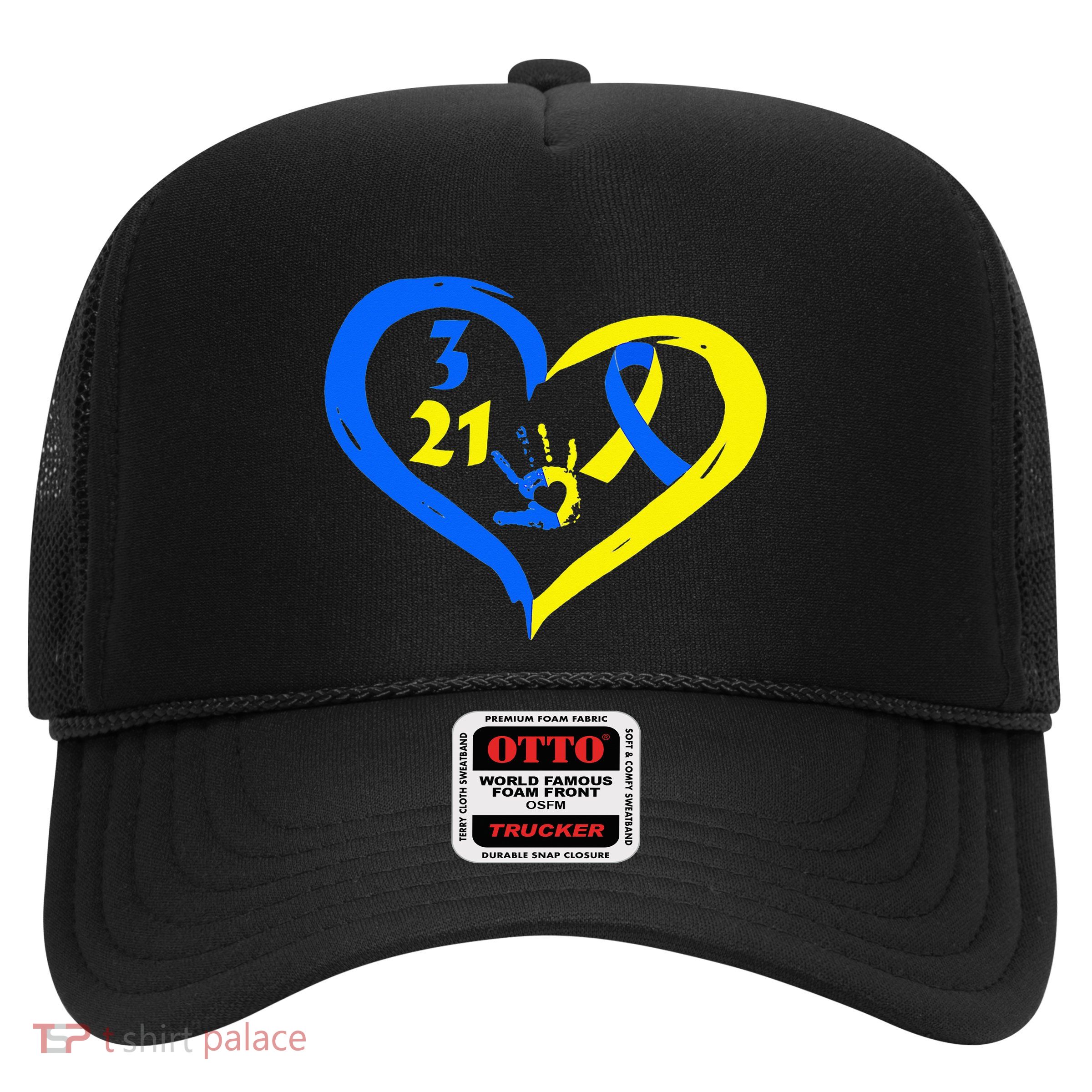 3 21 World Down Syndrome Awareness Day Heart March 21st Trucker Hat