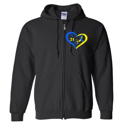 3 21 World Down Syndrome Awareness Day Heart March 21st Full Zip Hoodie