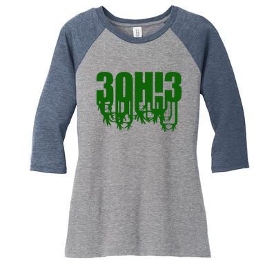 3OH!3 Women's Tri-Blend 3/4-Sleeve Raglan Shirt