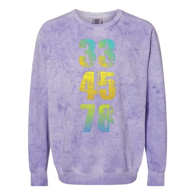 33 45 78 Vinyl Records Music Lover Record Collector Colorblast Crewneck Sweatshirt