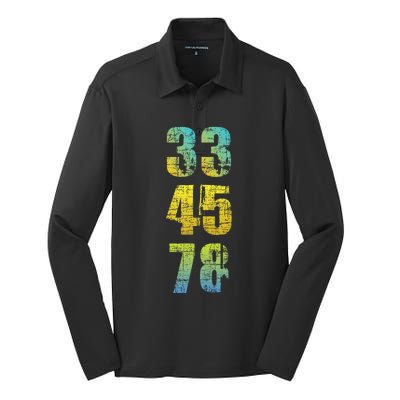 33 45 78 Vinyl Records Music Lover Record Collector Silk Touch Performance Long Sleeve Polo