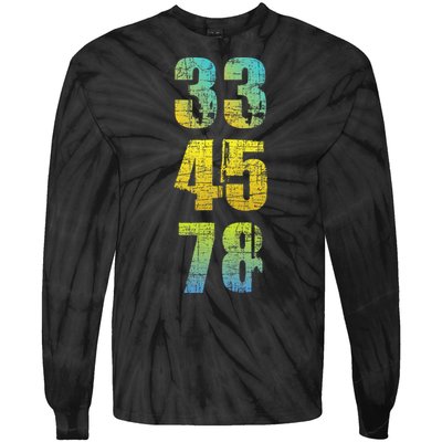 33 45 78 Vinyl Records Music Lover Record Collector Tie-Dye Long Sleeve Shirt