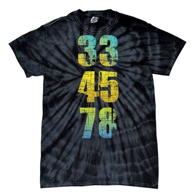 33 45 78 Vinyl Records Music Lover Record Collector Tie-Dye T-Shirt