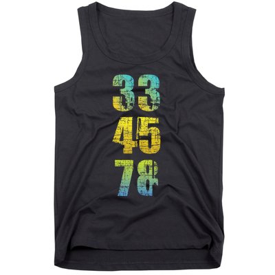 33 45 78 Vinyl Records Music Lover Record Collector Tank Top