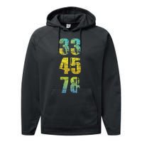 33 45 78 Vinyl Records Music Lover Record Collector Performance Fleece Hoodie