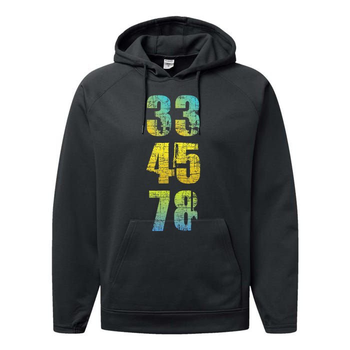 33 45 78 Vinyl Records Music Lover Record Collector Performance Fleece Hoodie