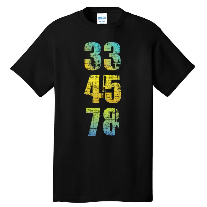 33 45 78 Vinyl Records Music Lover Record Collector Tall T-Shirt